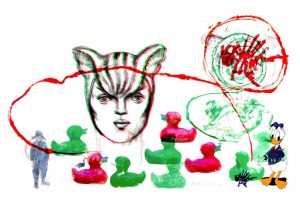 bez tytułu, akryl, tusz, ołówek na papierze, 52x79cm, 2013