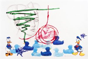 o.T., Acryl, Tusche, Bleistift auf Bütten, 53x78cm, 2013