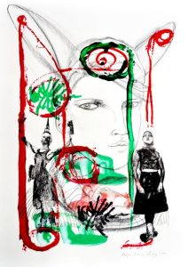 bez tytułu, akryl, tusz, ołówek na papierze, 59x42cm, 2013