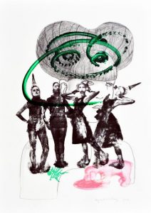 bez tytułu, akryl, tusz, ołówek na papierze, 59x42cm, 2013