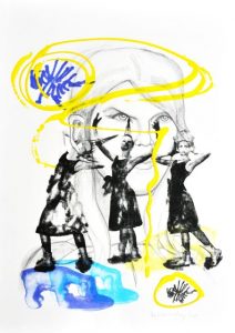 bez tytułu, akryl, tusz, ołówek na papierze, 59x42cm, 2013