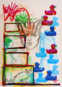 bez tytułu, akryl, tusz, ołówek na papierze, 70x50cm, 2013