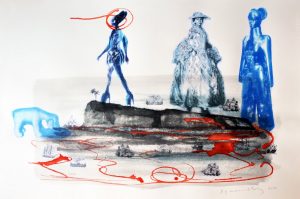 o.T., 2012, Acryl, Tusche auf Bütten, 50x80cm