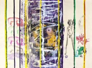 bez tytułu, akryl, tusz, ołówek na papierze, 56x76cm, 2013