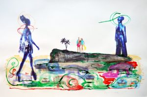 o.T., 2012, Acryl, Tusche auf Bütten, 50x80cm