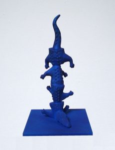 Niebieski krokodyl, 15x15x27cm, brąz, unikat, 2015