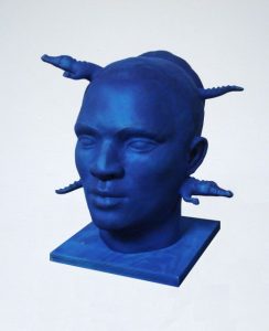 Niebieskie krokodyle, 32x40cm, brąz, unikat, 2015