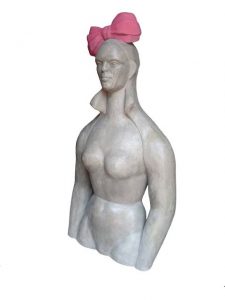 Pink bow, 57x106cm, Steinguss, 2015