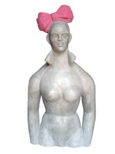 Pink bow, 57x106cm, Steinguss, 2015